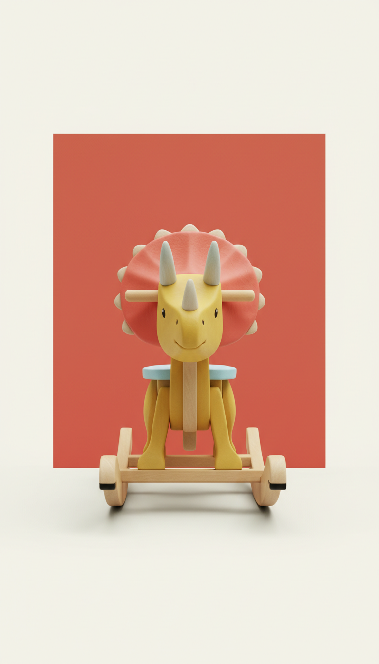Hardwood Triceratops Rocker